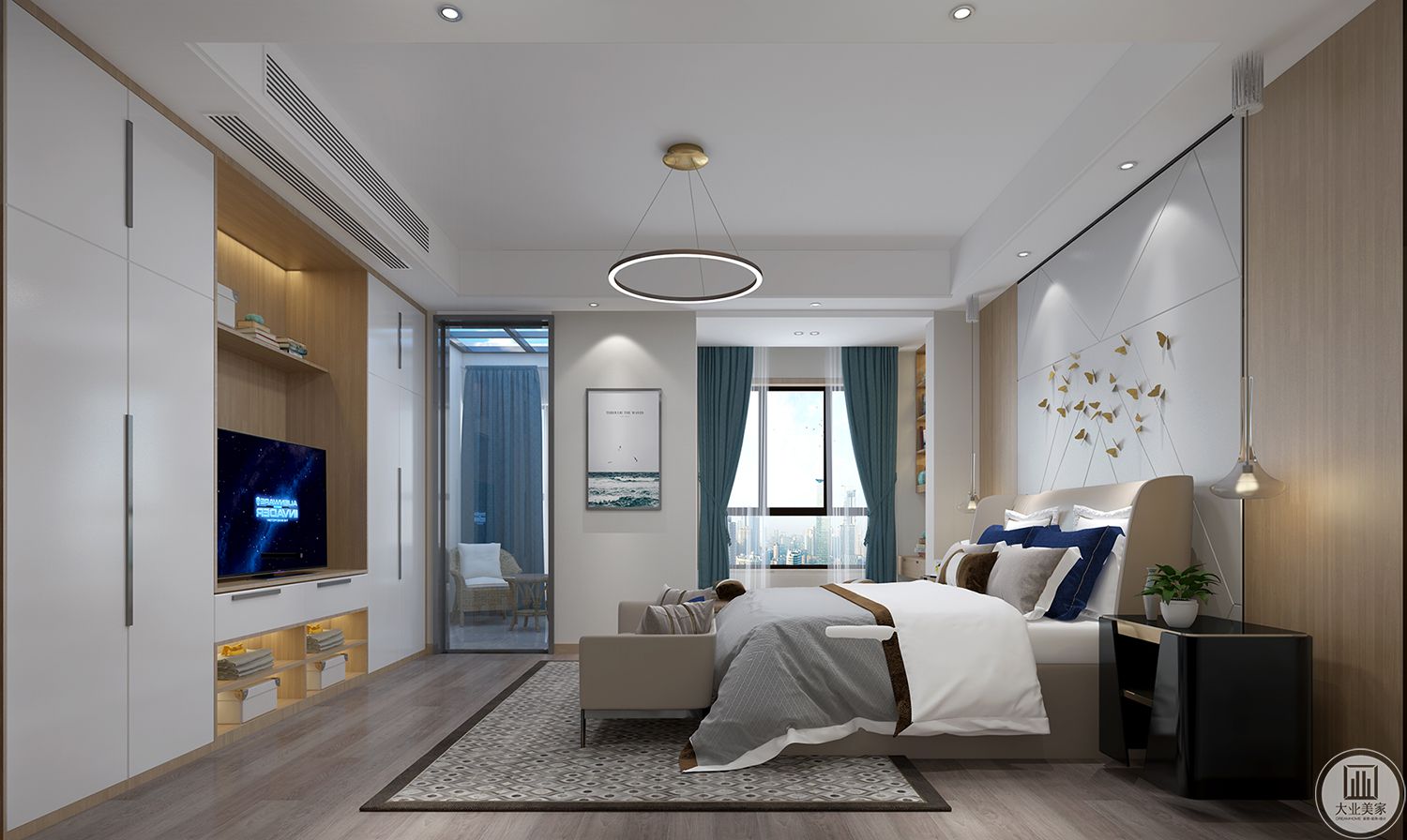 客户习惯那种北欧的清爽，卧室主打清新温馨风格。