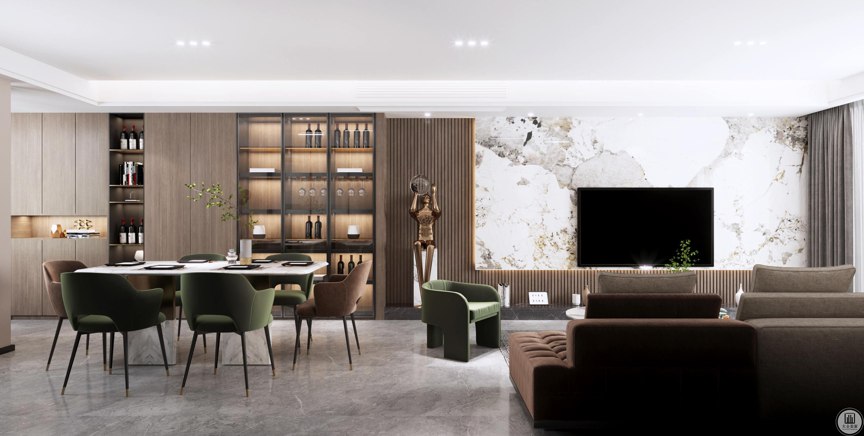 白色作为客厅的主色调，呈现出简洁大气的空间视觉效果，再辅以大面积的木色，营造出温暖舒适的家庭氛围。